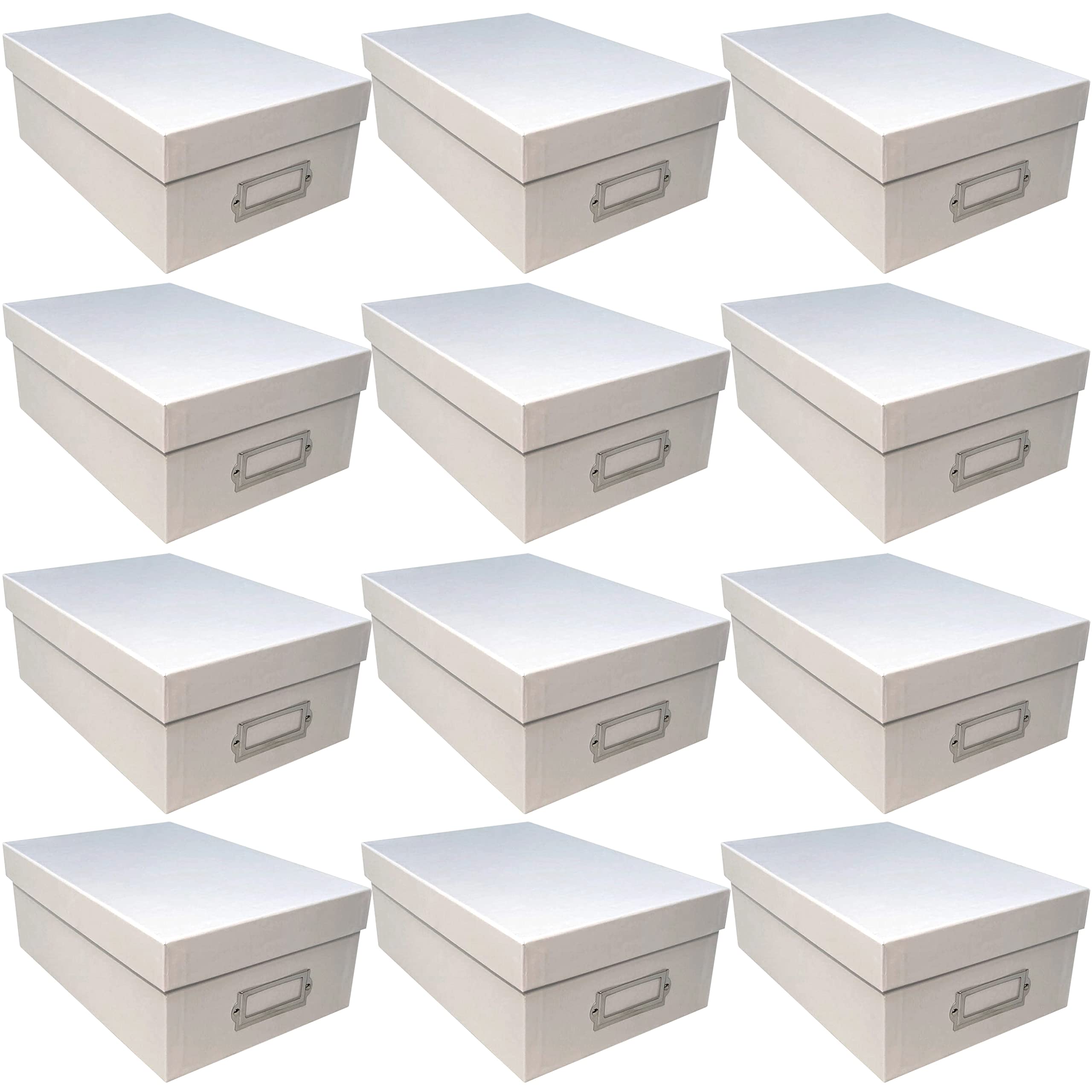 Simply Tidy White Memory Box Store and Organize Photos, Keepsakes, DVD and CDs, Acid Free - Bulk 12 Pack