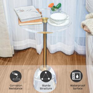 NEJHC Clear Acrylic End Table,Side Table Modern Small Round Table with Solid Base for Living Room, Bedroom