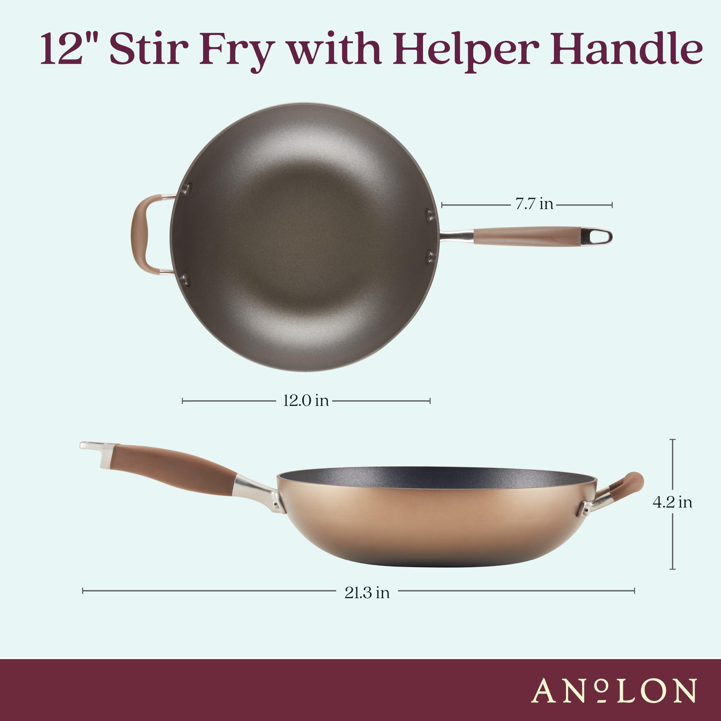 Anolon Advanced Home Hard Anodized Nonstick Wok/Stir Fry Pan 12 Inch