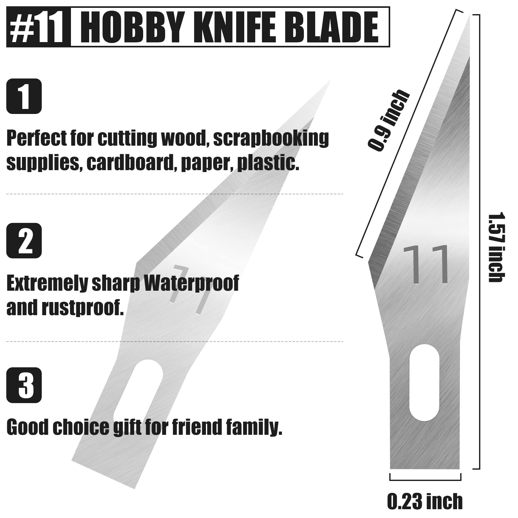 JTIEO 150 PCS Exacto Knife Blades 11, Sharp Hobby Knife Blades, High Carbon Steel Craft Knife Blades, 11 Hobby Knife Replacement Blades, Exacto Blades for Art, Scrapbooking, Stencil, Paper Cutting