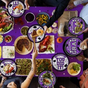 Gatherfun 2024 Graduation Party Supplies purple Dinnerware Disposable Paper Plates for Congrats Grad Party Decorations, Serve 80