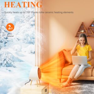 GAIATOP Space Heater, 1000W Energy Efficient Space Heater for Indoor Use, 3 Mode PTC Fast Heating Ceramic Electric Heater, Overheating & 45°Tip-Over Protection Portable Heater for Office Home White