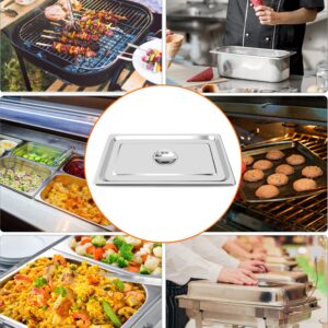 QWORK Full Size Stainless Steel Steam Table Pan Cover with Handle - Set of 2, Durable Lid for Steam Pans