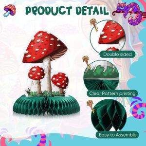 Hanaive 9 Pieces Mushroom Party Decorations Mushroom Honeycomb Centerpieces Table Topper Mushroom Party Supplies Wonderland Party Decor for Baby Shower Birthday Christmas Home Decor