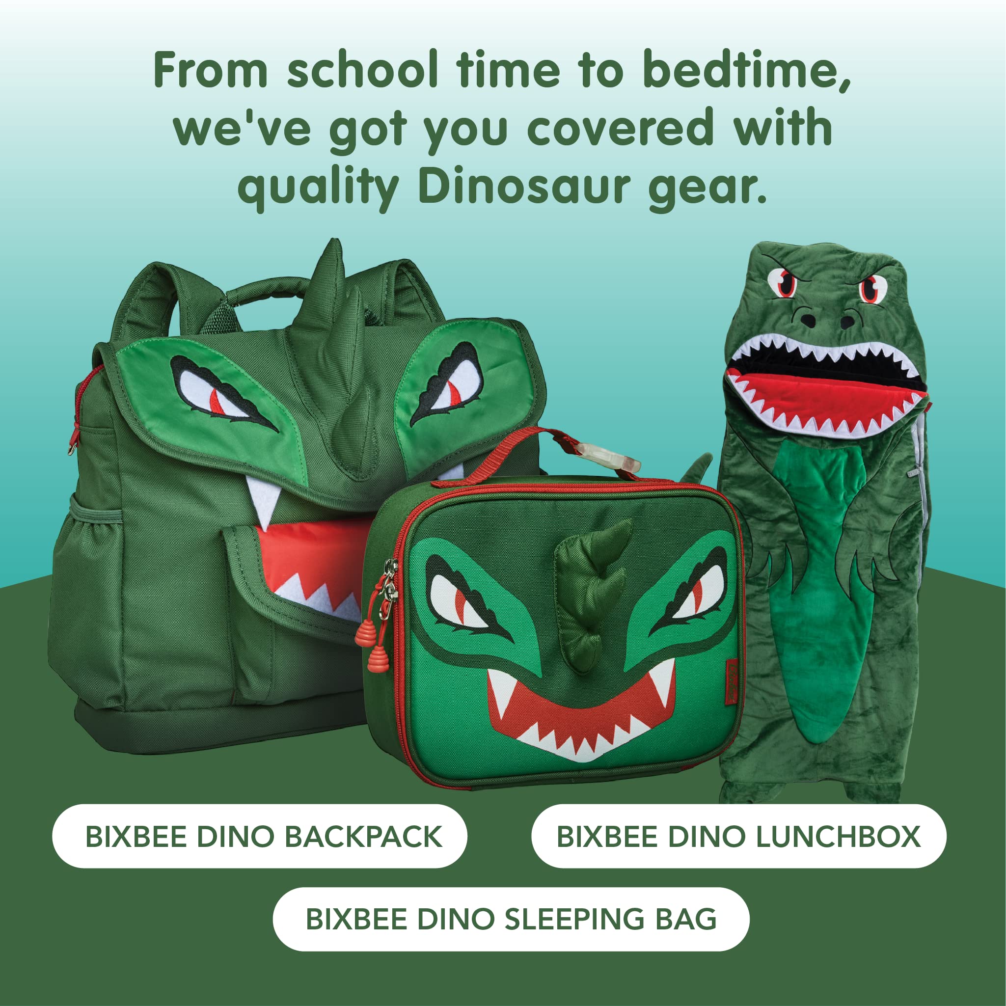 Bixbee Kids Sleeping Bag, Dinosaur Sleeping Bag for Kids 3+, 60 x 22 Inches, Soft Toddler Sleeping Bag with Carrying Handle | Machine Washable Soft Slumber Bag for Naptime, Daycare