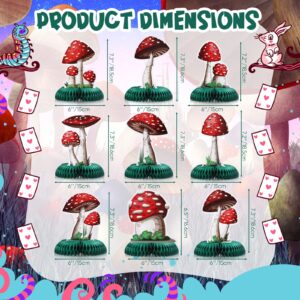 Hanaive 9 Pieces Mushroom Party Decorations Mushroom Honeycomb Centerpieces Table Topper Mushroom Party Supplies Wonderland Party Decor for Baby Shower Birthday Christmas Home Decor