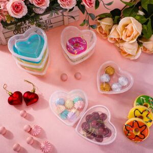 Yinkin 50 Pcs Heart Shaped Storage Containers 5 oz Heart Box Transparent Plastic Heart Containers with Lids Organizer Box for DIY Art Craft Making