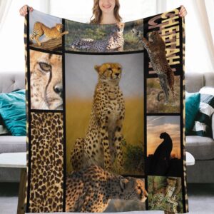 Cheetah Blanket for Kids, Aldults - Soft, Fuzzy & Cozy - 50"x60" Throw Size Blankets for Sofa, Work - Brown Cute Warm Throw Blankets Gifts