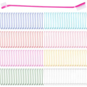 200 pieces dog toothbrush bulk dual headed dental brushes puppy tooth brushing kit long handle dog tooth brush for large small dogs cats and most pets teeth cleaning dental care supplies, 8 colors