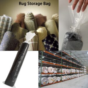 4 Pcs Rug Storage Bag with 10 Ties-Fits Rug up to 10'x14',4.5 Mil Heavy Duty Clear Plastic Rolled Rug Storage Bag for Indoor Outdoor Carpet Shipping,Packing,Moving and Storage - No Vent Holes