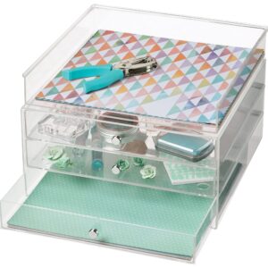 Simply Tidy Clear 3-Drawer Organizer Organize Cosmetics, Stationary, and Arts & Crafts - Bulk 4 Pack