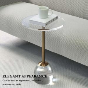 NEJHC Clear Acrylic End Table,Side Table Modern Small Round Table with Solid Base for Living Room, Bedroom