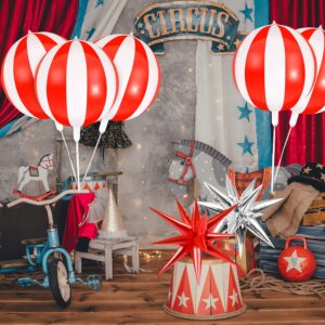 9 Pack Circus Balloons - LIYDE Circus Decorations Star Balloons Circus Theme Party Decorations Carnival Decorations 22 Inch 360 Degree 4D Carnival Balloons (White and Red)