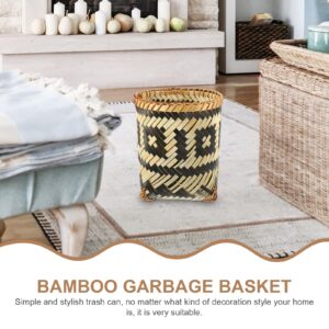 LIFKOME Bamboo Waste Basket Woven Storage Basket Bamboo Trash Can Bamboo Garbage Can Bamboo Clothes Basket for Bedroom, Bathroom, Kitchen, Office