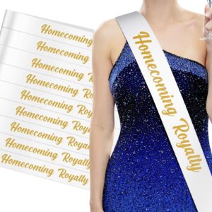 taiyin 12 pcs homecoming royalty sashes satin sash bulk homecoming sashes with gold print for pageants homecoming party dance graduation party wedding birthday decorations accessories(white)