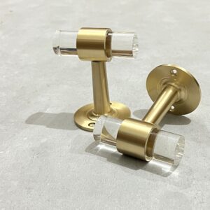 Morco Deco 1pc Brass Lucite Robe Hook Handmade Bathroom Kithcen Towel Hook Lucite Brass Coat Hook Hangers Storage Hook (Satin Brass)