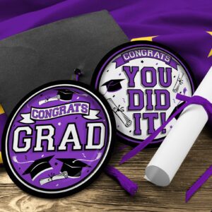 Gatherfun 2024 Graduation Party Supplies purple Dinnerware Disposable Paper Plates for Congrats Grad Party Decorations, Serve 80