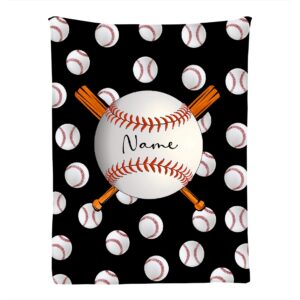 ottoy personalized blanket baseball throw blanket for couch custom blanket with name lightweight plush fuzzy blanket 50"x40" for kids