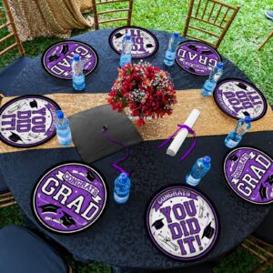 Gatherfun 2024 Graduation Party Supplies purple Dinnerware Disposable Paper Plates for Congrats Grad Party Decorations, Serve 80