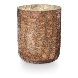 illume noble holiday woodfire large crackle glass candle