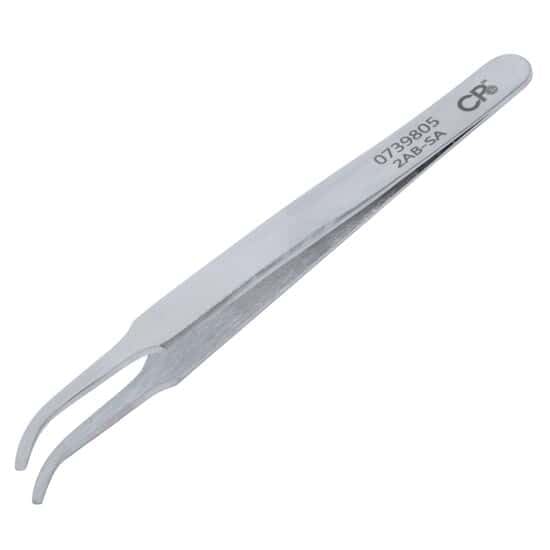 Cole-Parmer Essentials Precision Stainless Steel Tweezers, Curved Round Tips, 2AB-SA, 90mm