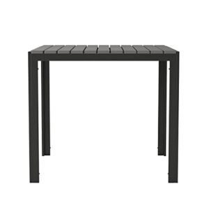 Flash Furniture Harris Commercial Indoor/Outdoor Patio Table - Black Poly Resin Slatted Top - Black Steel Frame - Seating for 4, 31.5" Square