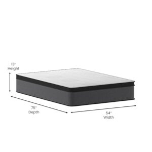 Flash Furniture Capri Comfortable Sleep 13 Inch Euro Pillow Top Hybrid Pocket Spring Mattress - Full - CertiPUR-US Certified Foam - Mattress in a Box, White