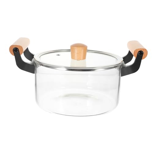 LIFKOME Glass Saucepan with Cover, Glass Pots for Coolikng withLid 2. 5 Cooking Pot with Cover Double Handles Stovetop Glassware for Soup, Milk, Pasta