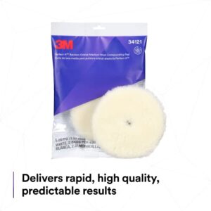 3M Perfect-It Random Orbital Medium Wool Compounding Pad, 5"/130 mm, White, 34121, Orbital Pads for Automotive Compounding and Polishing