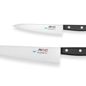 MAC Knife Chef series 2-piece starter knife set H-30, HB-85 Chef series 8.5" Gyutou-style Chef's knife and HB-55 Chef series 5.5" Utility knife, handcrafted in Seki, Japan