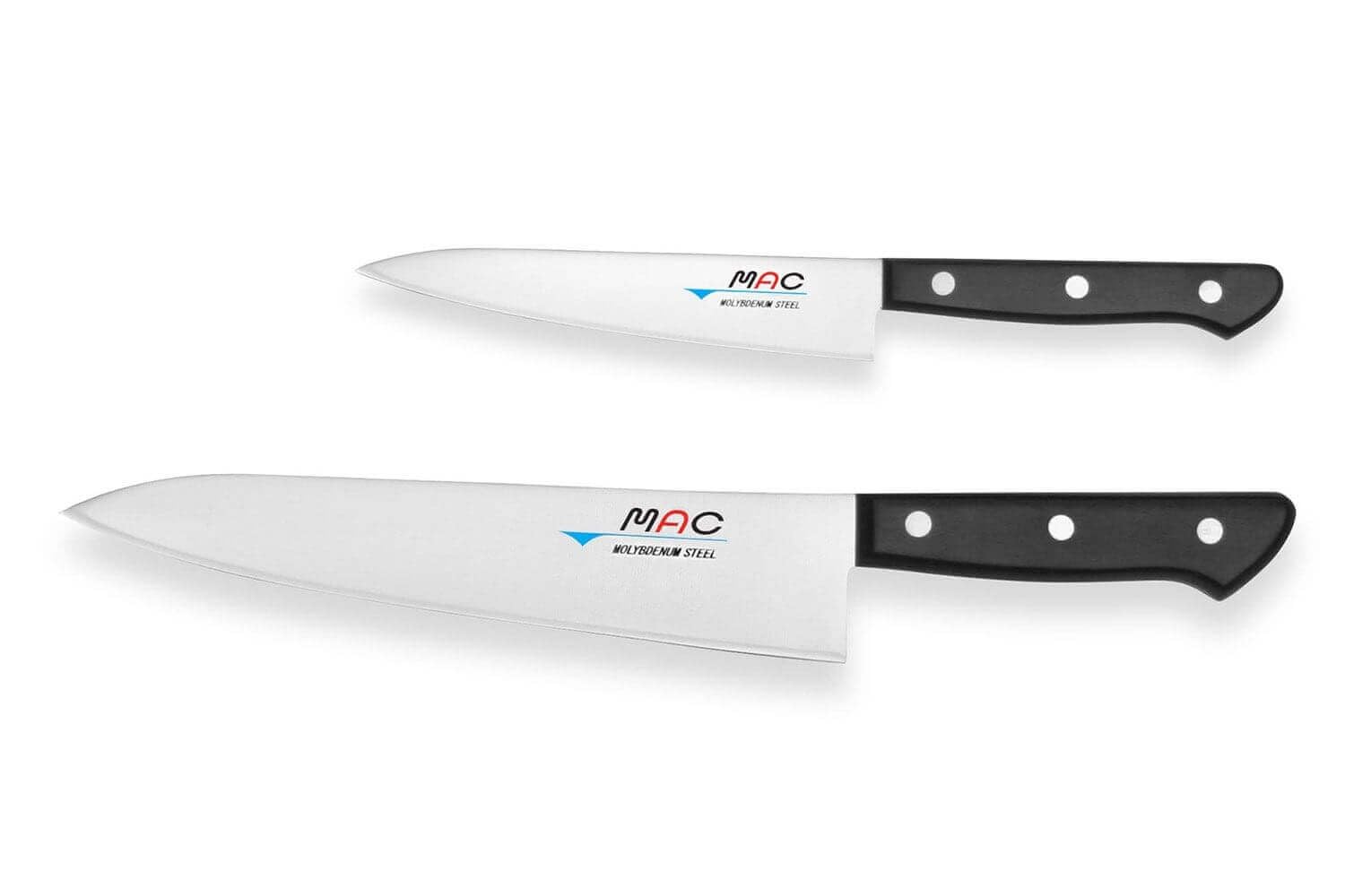 MAC Knife Chef series 2-piece starter knife set H-30, HB-85 Chef series 8.5" Gyutou-style Chef's knife and HB-55 Chef series 5.5" Utility knife, handcrafted in Seki, Japan