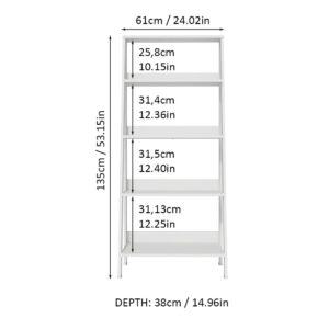 Madesa Modern 5-Tier Ladder Shelf Pantry Storage Space 24 Inch Wooden Free Standing Bookshelf Utility Shelves for Home Office Study Room and Kitchen - White