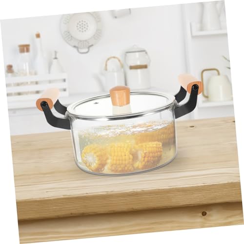 LIFKOME Glass Saucepan with Cover, Glass Pots for Coolikng withLid 2. 5 Cooking Pot with Cover Double Handles Stovetop Glassware for Soup, Milk, Pasta