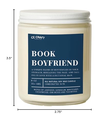 CE Craft Book Boyfriend Scented Candle - Gift for Her, Library Book Candle, Book Lover Gift, Reading Candle, Bookstore Book Lover Book Boyfriend Gift for Her