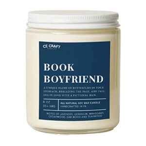 ce craft book boyfriend scented candle - gift for her, library book candle, book lover gift, reading candle, bookstore book lover book boyfriend gift for her