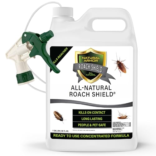 Roach Killer and Peppermint Repellent for Roaches & Cockroaches -All Natural & Safe Spray for Indoor/Outdoor Infestations - Natural Armor Roach Shield, 128 Oz Gallon, Ready to Use w/Trigger Sprayer