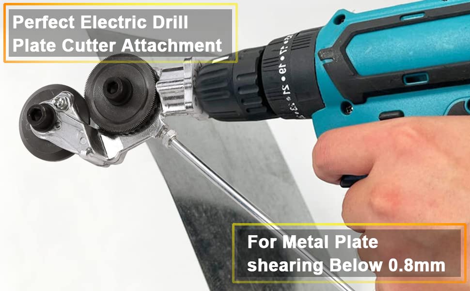 Vafany Electric Drill Plate Cutter,Versatile Metal Shears Drill Attachment Sheet Metal Nibbler Car Maintenance Accurate Double Headed Safe 360 Cutting Head Durable Electric Drill Shear