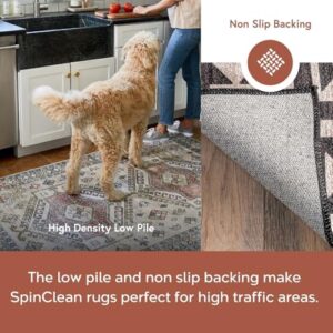 nuLOOM 2' x 6' SpinClean Machine Washable Stain-Resistant Area Rug with Non Slip Backing, Low Profile for Living Room, Bedroom, and Dining Room, Leighton Beige