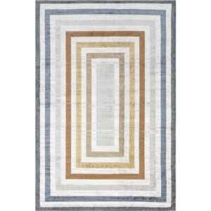 nuLOOM Alienor Geometric 5x8 Machine Washable Area Rug for Living Room Bedroom Dining Room Kitchen, Multicolor/Ivory