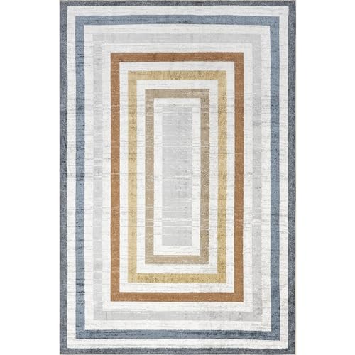 nuLOOM Alienor Geometric 5x8 Machine Washable Area Rug for Living Room Bedroom Dining Room Kitchen, Multicolor/Ivory