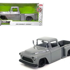 1955 Chevy Stepside Pickup Truck Gray Just Trucks Series 1/24 Diecast Model Car by Jada 34296