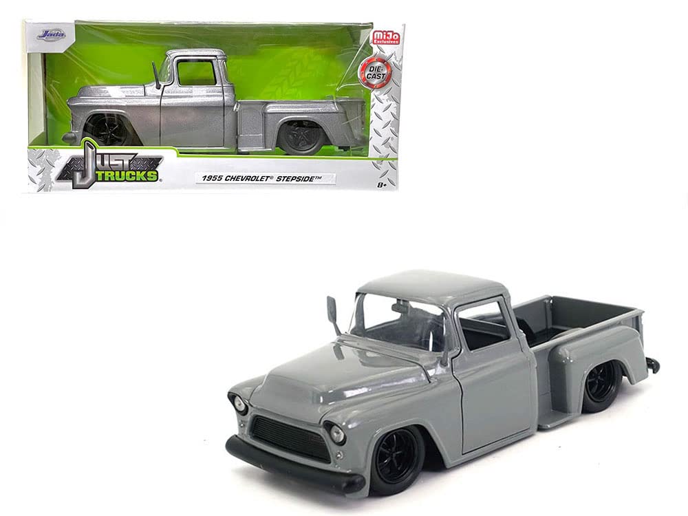 1955 Chevy Stepside Pickup Truck Gray Just Trucks Series 1/24 Diecast Model Car by Jada 34296