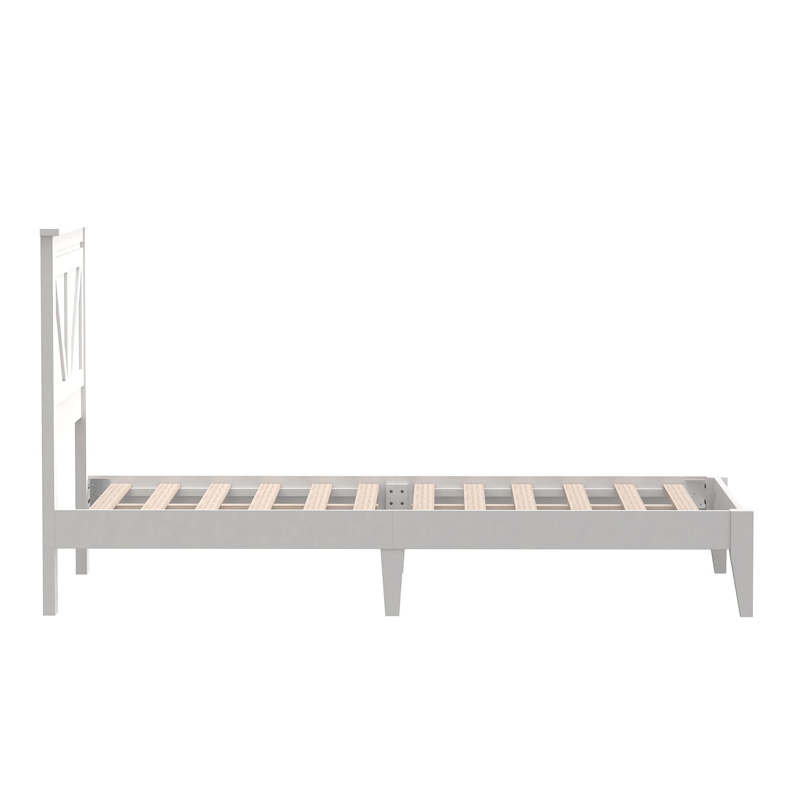 Glenwillow Home Farmhouse Solid Wood Platform Bed in Twin - Gloss White