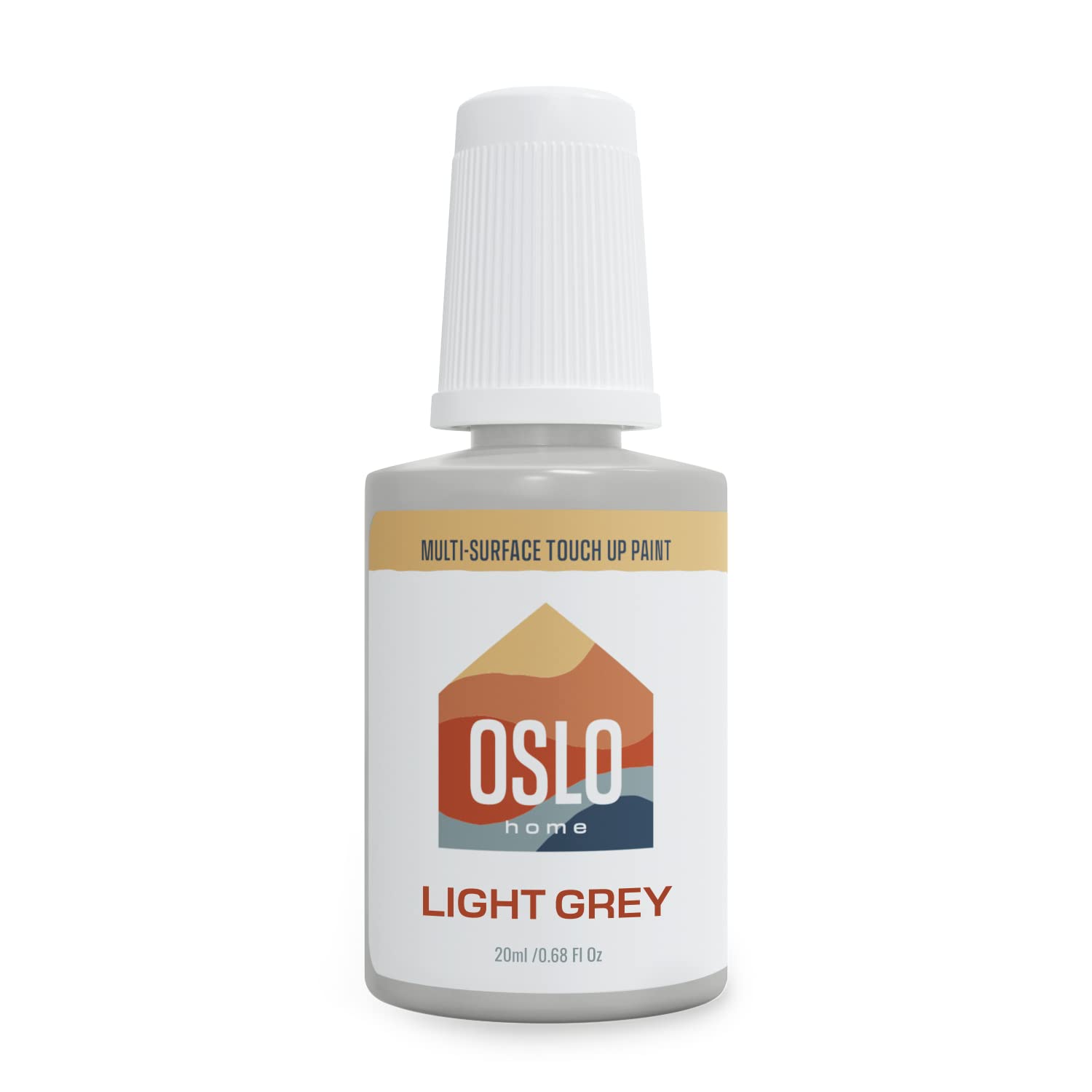 Oslo Home Touch Up Paint, 20ml Light Grey Matte, Made in USA, w/brush in bottle, quick drying, self-priming, for rental and home repairs, walls, trim, kitchen cabinets, furniture, and more