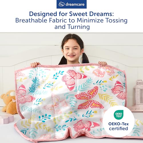 DREAMCARE Kids Weighted Blanket 5 Pounds, Cooling Weighted Blanket Kids, Weighted Blanket for Kids, 36"x 48" Toddler Weighted Blanket, Soft Weighted Blankets, Weighted Blanket for Toddler (Butterfly)