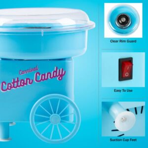 Countertop Cotton Candy Machine – Includes Scoop and 10 Serving Sticks – Works with Cotton Candy Sugar or Hard Candy by Great Northern Popcorn (Blue)