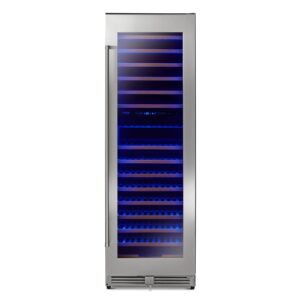 thor kitchen freestanding 24-inch dual zone wine cooler in stainless steel - model twc2403di