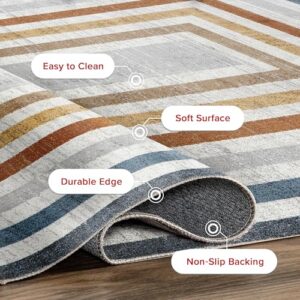 nuLOOM Alienor Geometric 5x8 Machine Washable Area Rug for Living Room Bedroom Dining Room Kitchen, Multicolor/Ivory