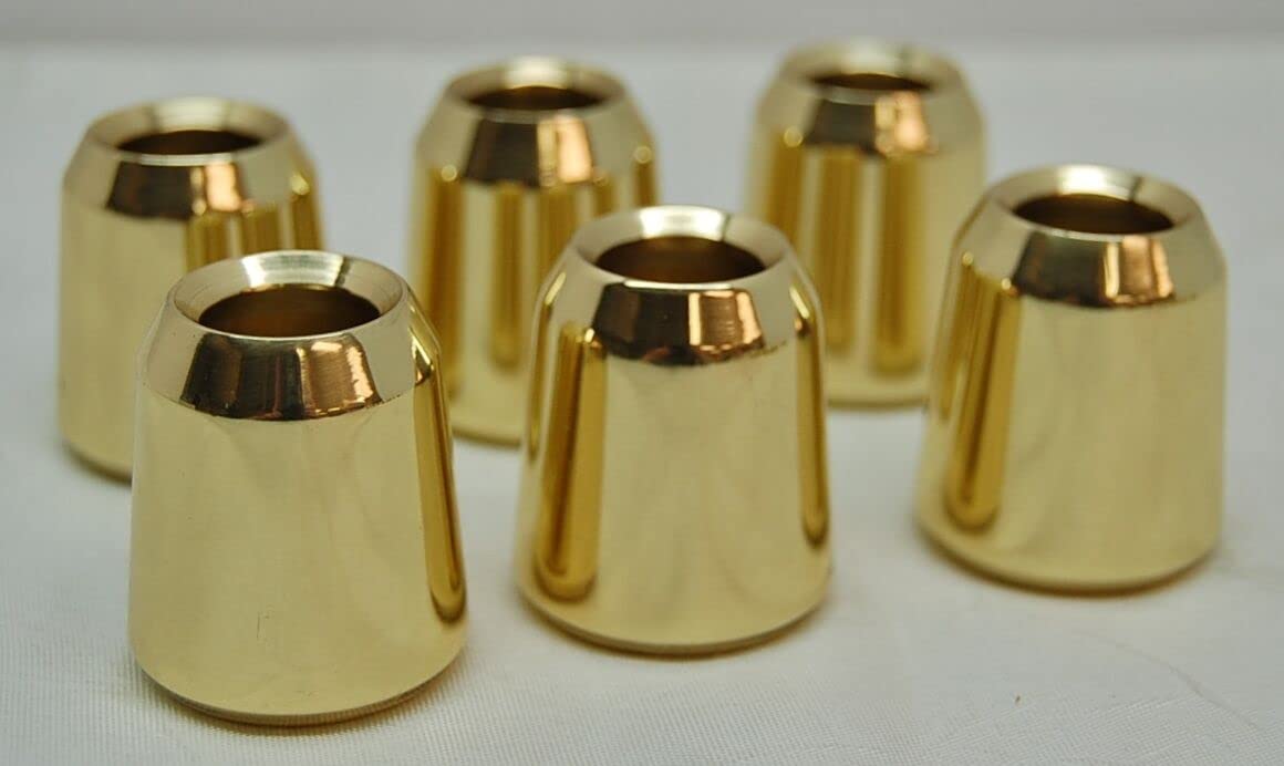 Set of 6 Solid Brass Candle Followers, Candle Toppers for 7/8" Diameter Candles (6 Pieces)