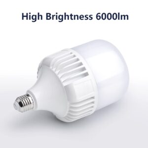 400W-500W Equivalent LED Light Bulb,6000 Lumen 5000K Bright Daylight White Bulbs,High Lumen E26/E27 Medium Base for Outdoor Indoor Garage Warehouse Workshop Factory Street Backyard Large Area